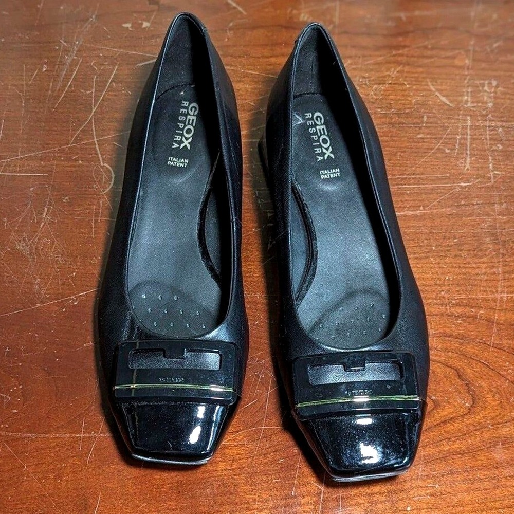 Italian Quiet Luxury Geox Respira Patent Leather Block‎ Heel Pumps EU 38.5
